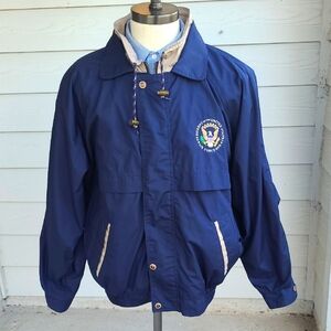 AIR FORCE ONE President Dark Navy Blue Cotton Blend Sz L Mens Windbreaker Jacket